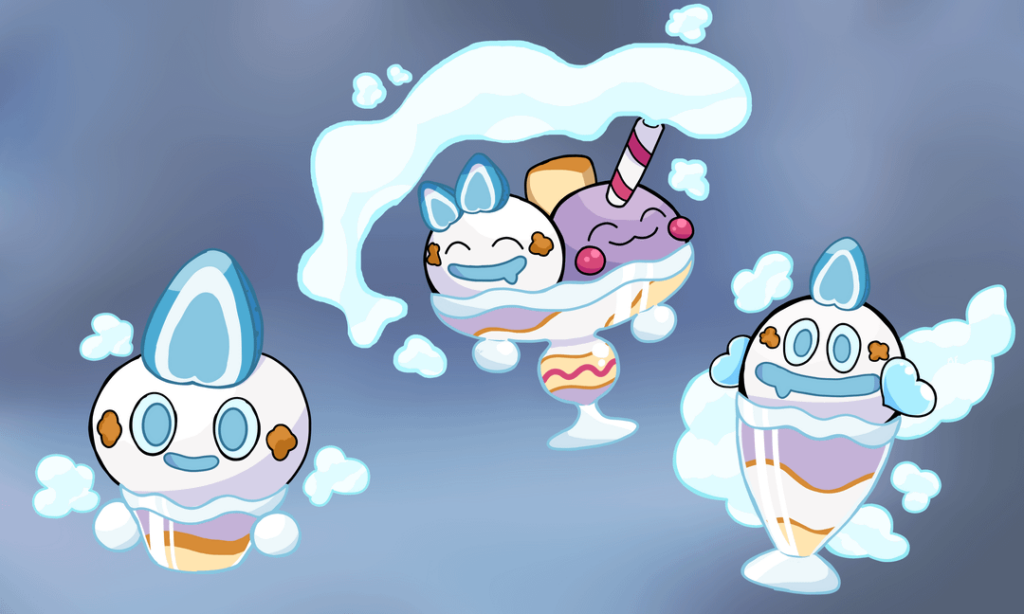Vanillite line Regional form and new evo. Based on Halo halo!
