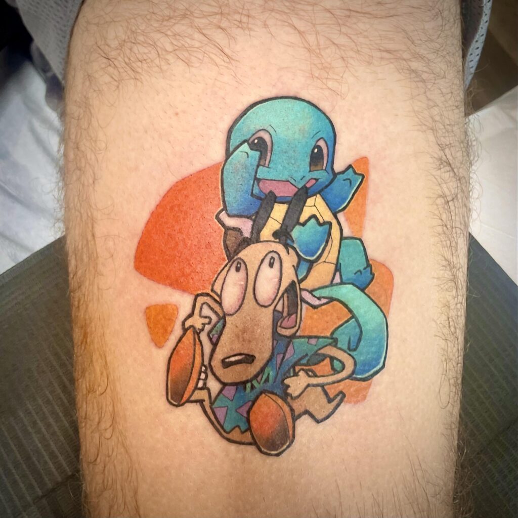 Just wanted to share my new Squirtle and Rocko tattoo.