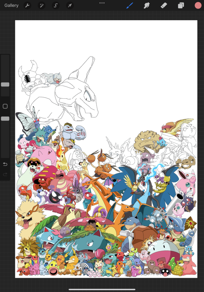 Made some more progress on drawing the Kanto family! Hopefully I'll finish it, hopefully! All drawn by me on Procreate 💙