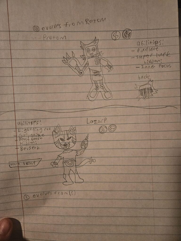 Pokémon based on the Regretevator characters Gnarpy and Prototype