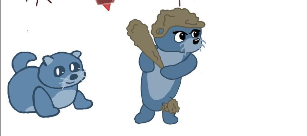 Okay! Second attempt on a Fakemon i changed to do the water starter based of otters and baseball (WIP)