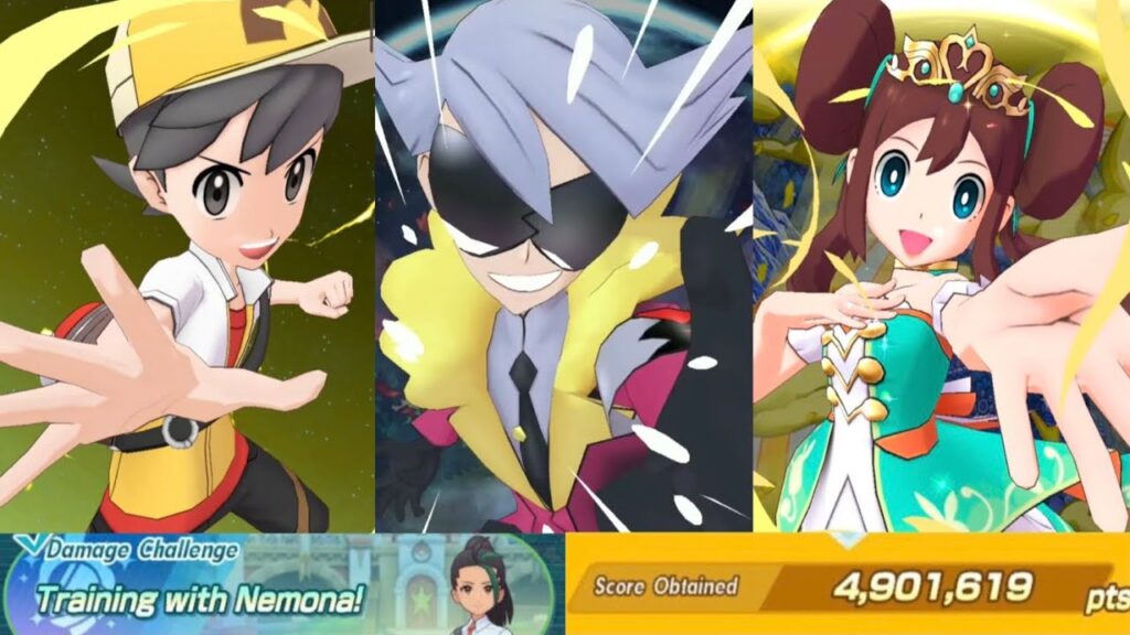 Reaching 4.9M in Nemona's Damage Challenge with Lear, Chase, and NC Rosa (Psychic-weak, 3v3)