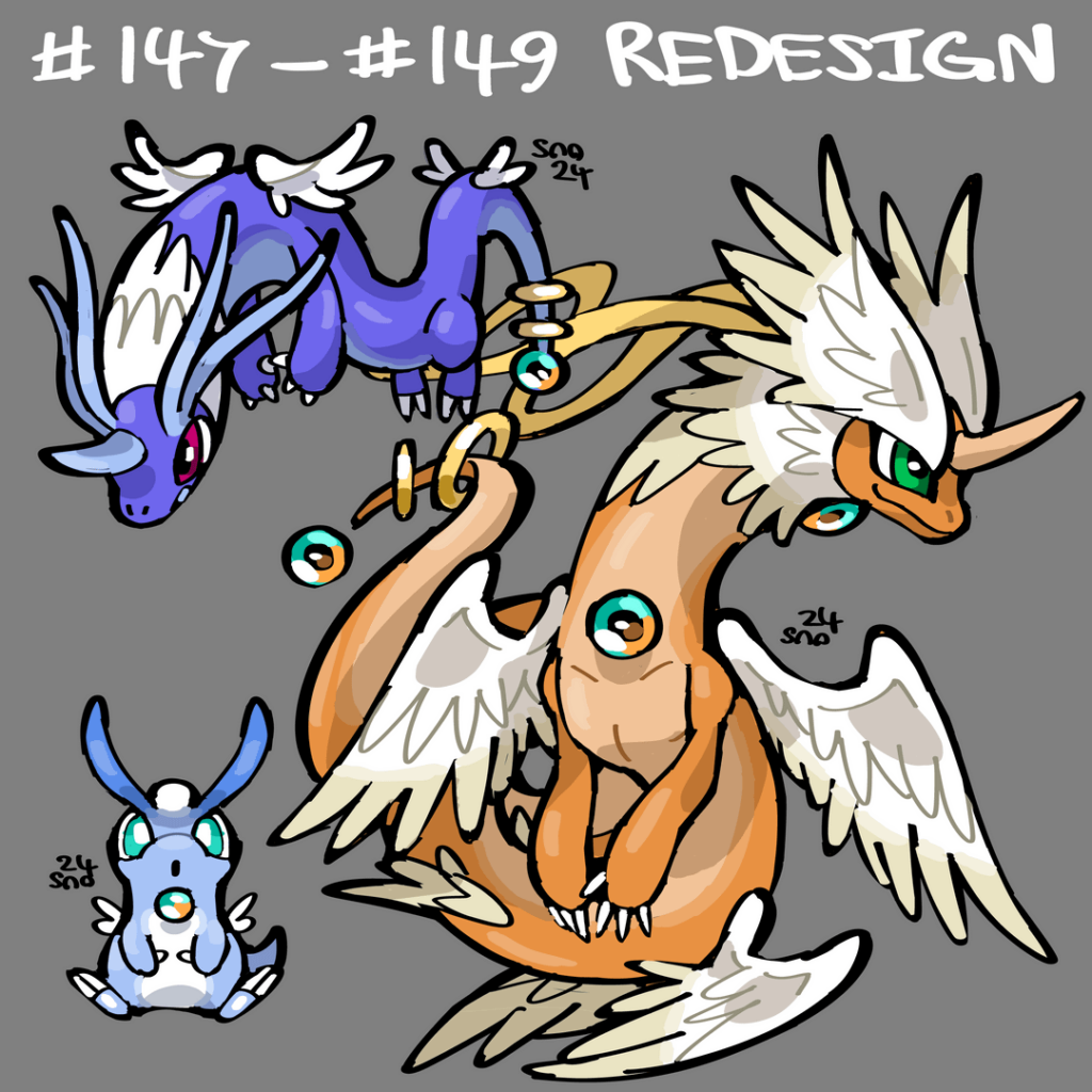 Redesigning Pokémon for Fun: The Dratini Line [OC]