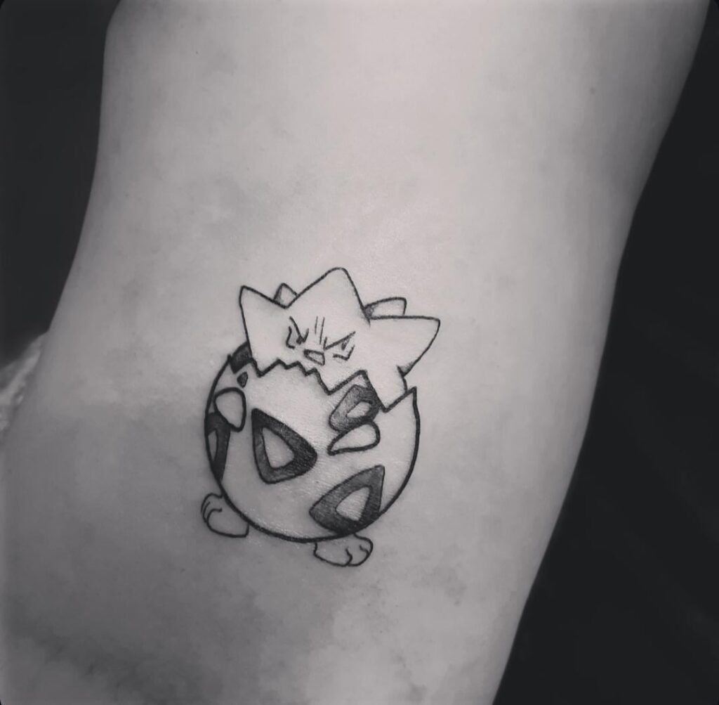Grumpy Togepi tattoo by Teresa at Wildcat Ink Tattoo Studio in Dublin City