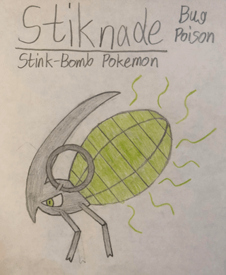 Here's my 9th Fakemon, Stiknade! (12/18 types done!)