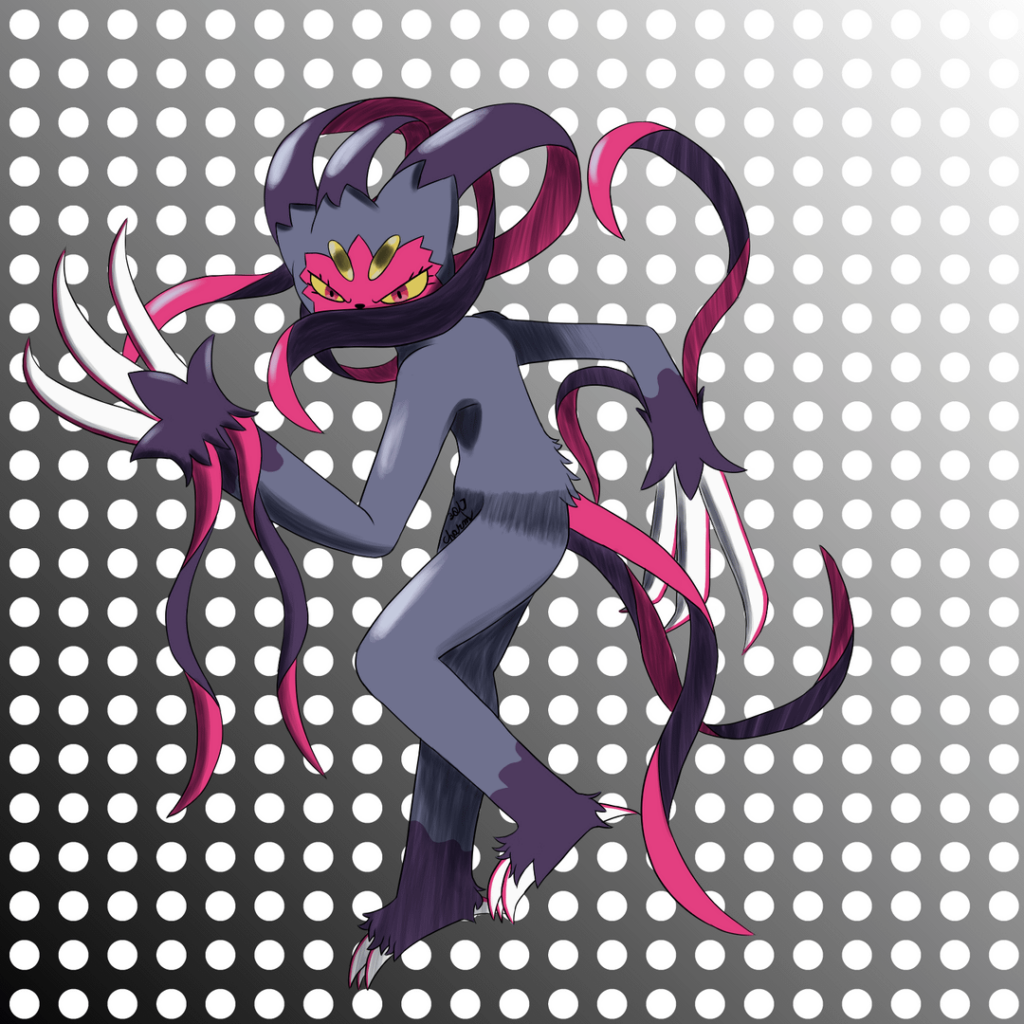 My Past Paradox Idea For a Sneasler/Weavile Fakemon based on Weavile's Hidden ability, Pickpocket, I've named this Poison/Dark, "Silent Pickpocketeer" (This was made before I made the Arachnalure Fakemon)