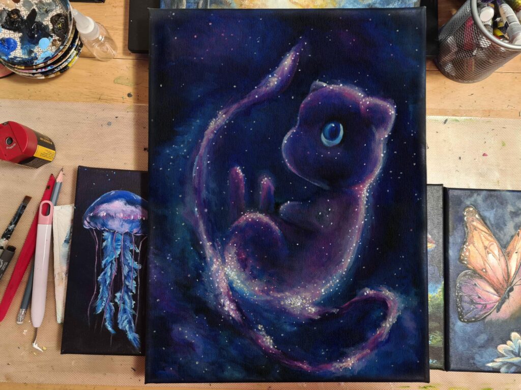 I painted a galaxy Mew :) [OC]