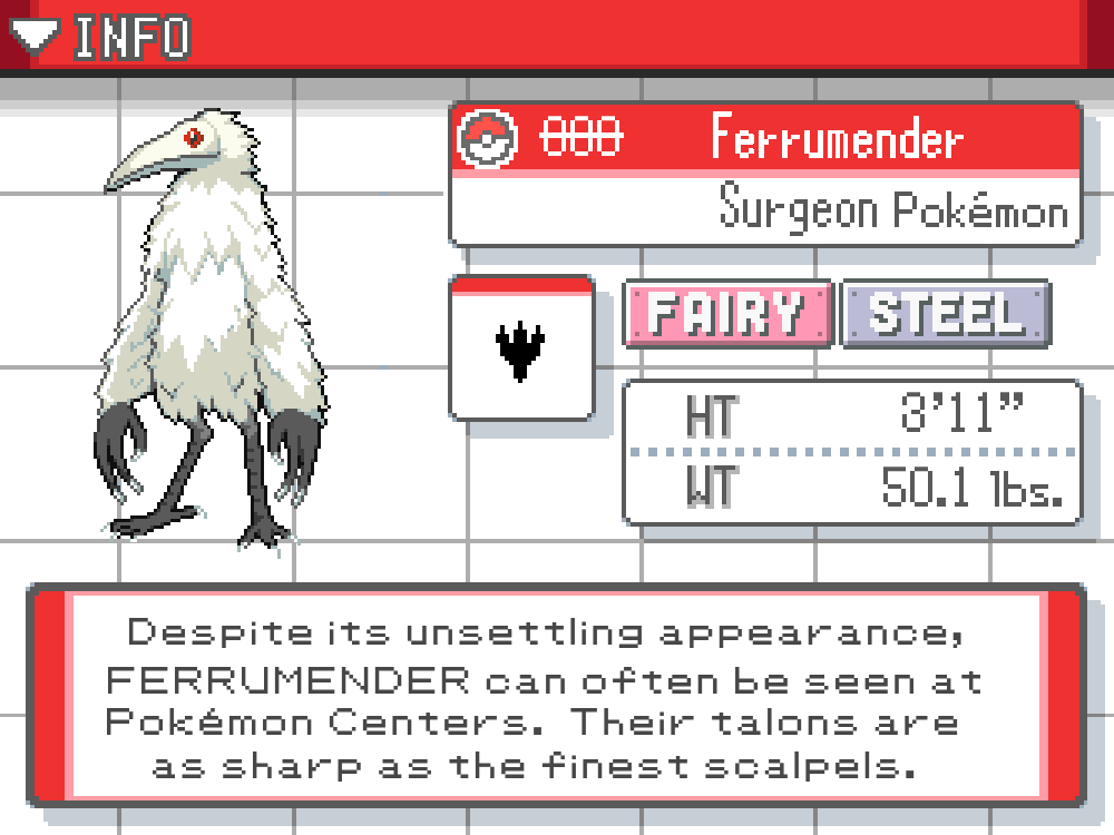 Ferrumender, a regional Fairy/Steel Evolution for Spritzee based on Surgeons/Scalpels (Self)