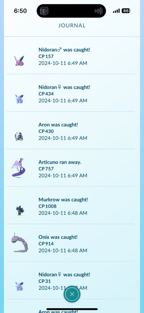 PSA: When using Pokémon Go plus + autocatcher, do not look at your journal.🫠