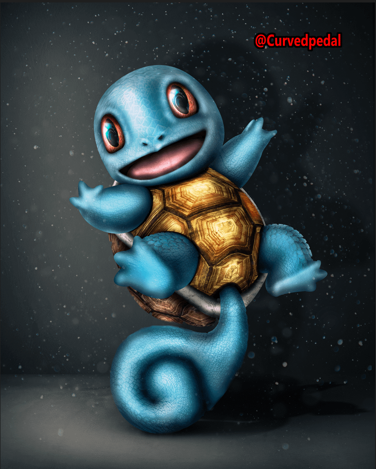 (No AI) Squirtle i made out of turtle shell, cat eye and lizard shell - Curvedpedal