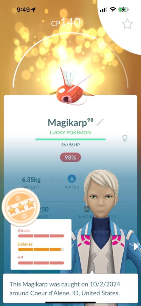 What’s more rare, 1 hundo magikarp or…