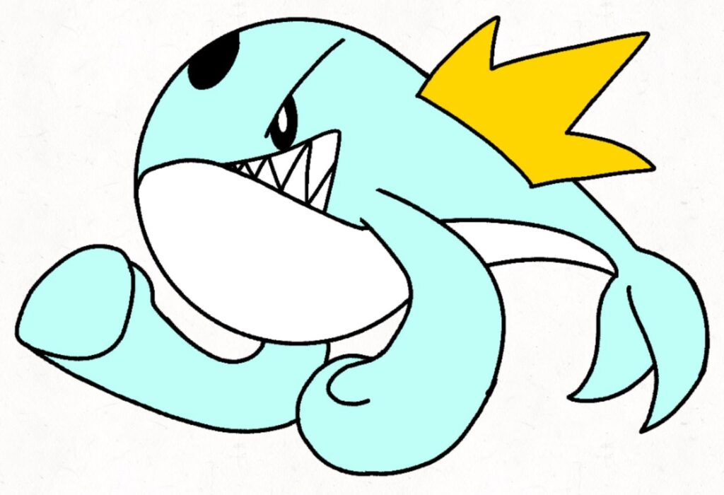 Fistacean, the punch whale Pokemon, a water and fighting type