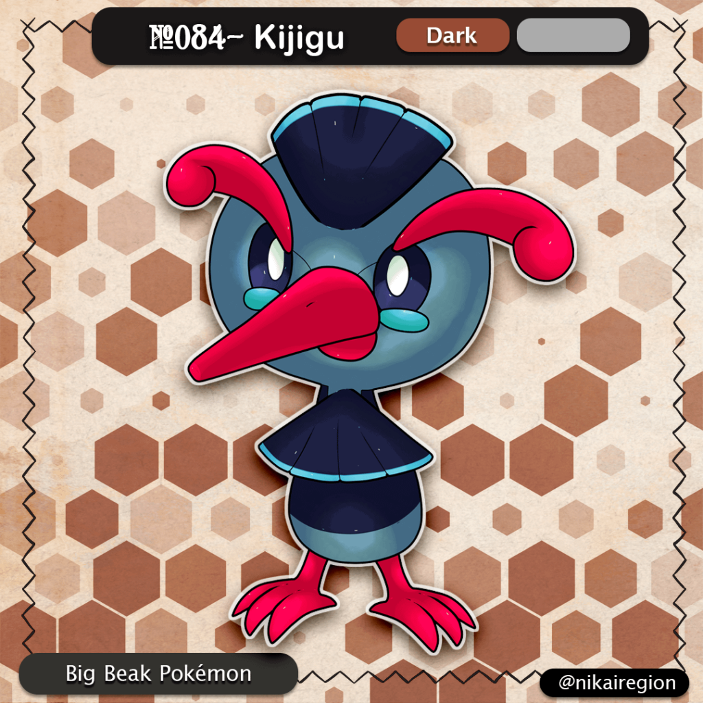 Dark Type Fakemon Bird - Tengu Pheasant Pokemon - Japanese Yokai Region - @nikairegion