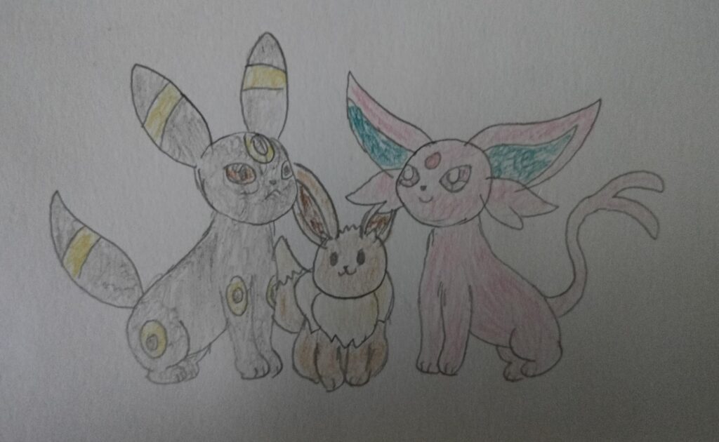 Espeon & Umbreon and a little Eevee (OC)