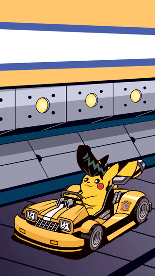 [OC] I made Pikachu fan art combined with a modified kart inspired by Redline's Trans Am 20000 for my live wallpaper
