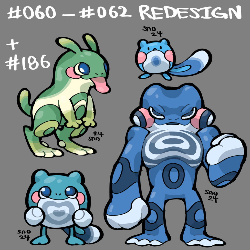 Redesigning Pokémon for Fun: The Poliwag Line [OC]