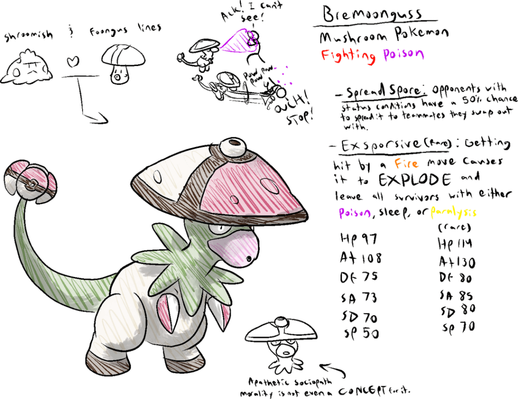 Trio of Fungal Hybrids for the Foonguss, Shroomish, and Morellul lines