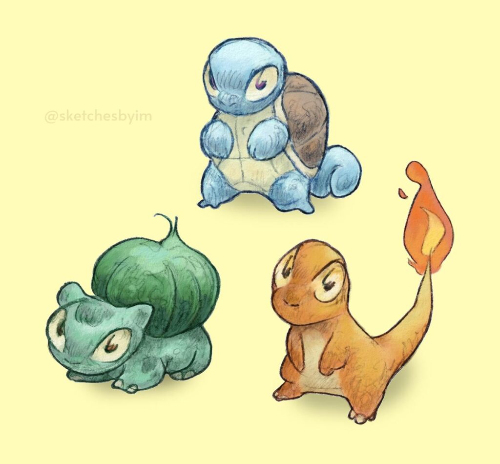 (OC) Drew the Kanto starters
