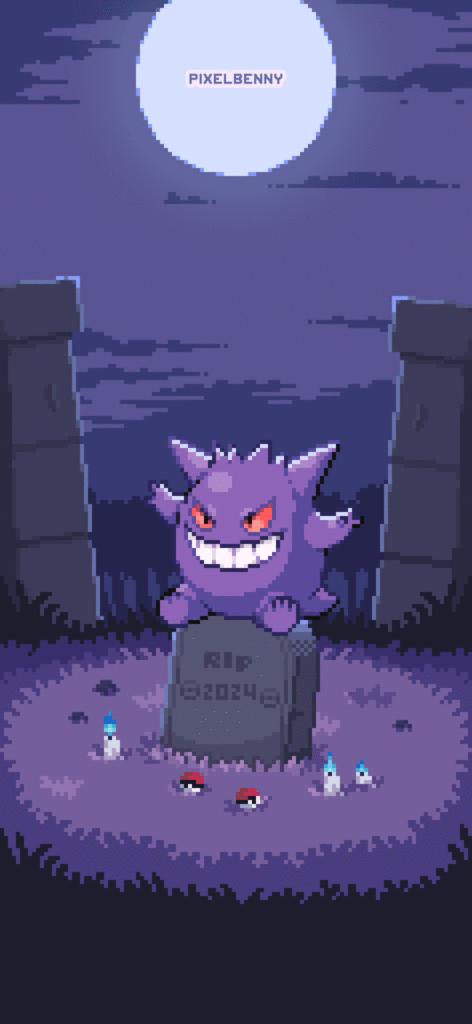 Gengar chilling at a graveyard