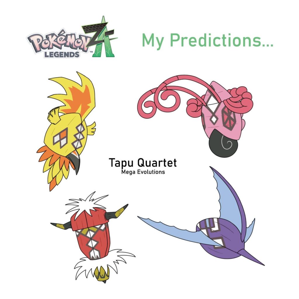 New Mega Evolutions for the 4 Tapus we could get in Pokémon Legends: Z-A