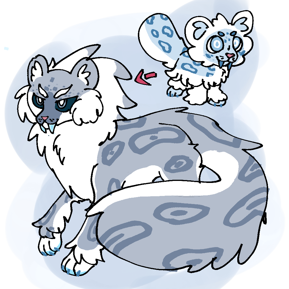 Some fakemon I made based off of snow leopards!!