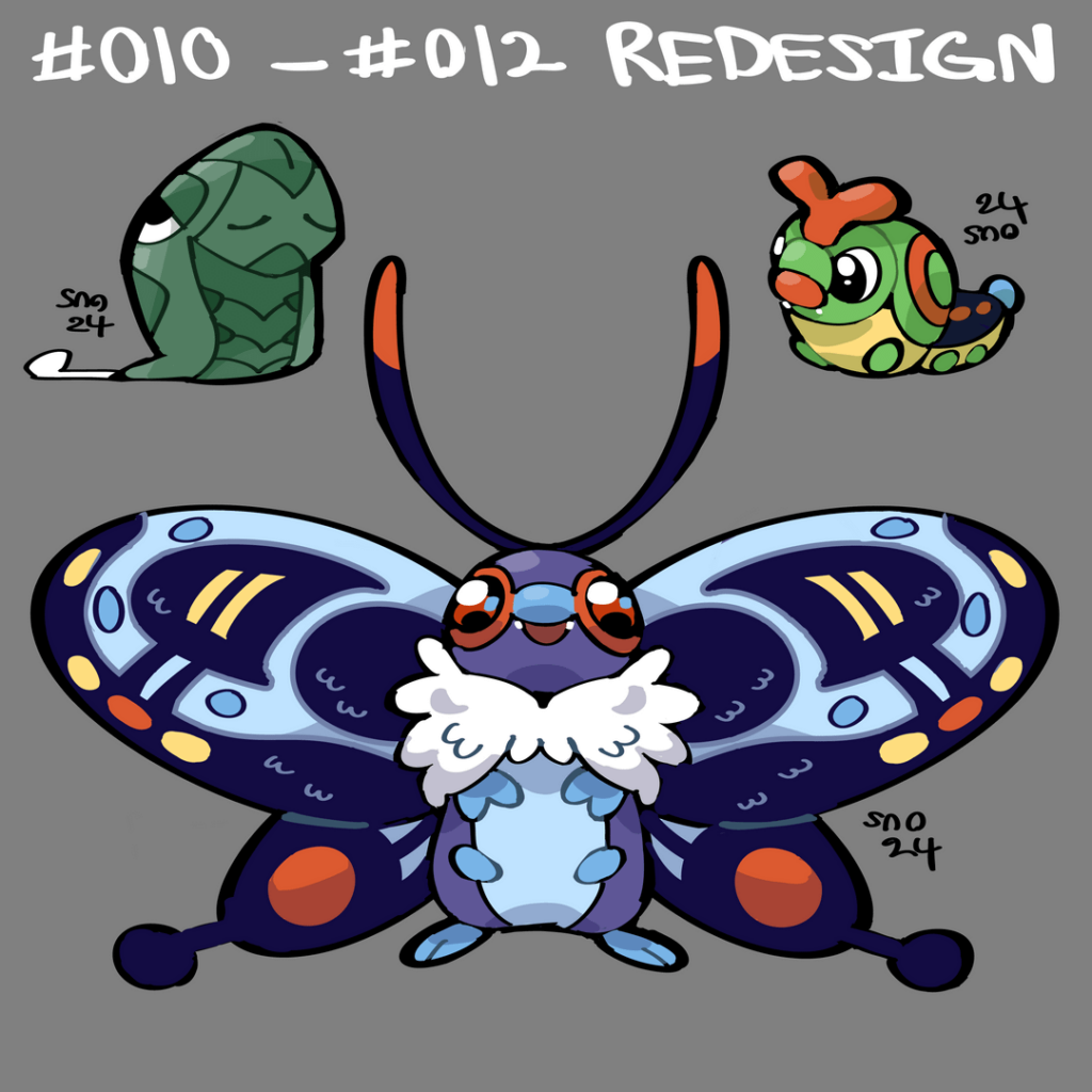 Redesigning Pokémon for Fun: The Caterpie Line [OC]