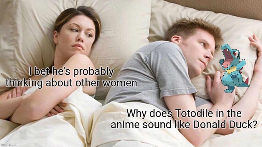 Is there a reason as to why Totodile in the anime sounds like Donald Duck?