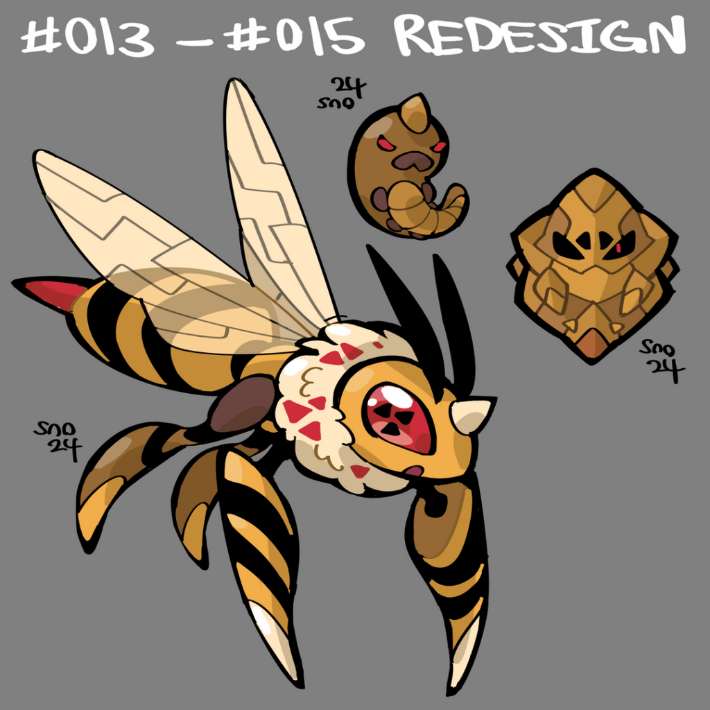 Redesigning Pokémon for Fun: The Weedle Line [OC]