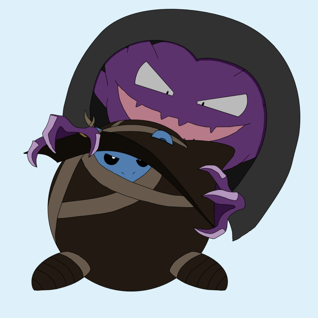 Spheal cosplaying FFXIV's reaper job; ft Haunter