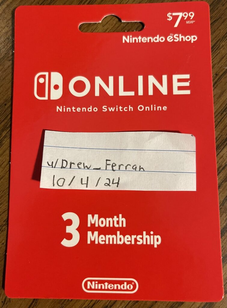 Nintendo Switch Online Code (3 months) Giveaway.