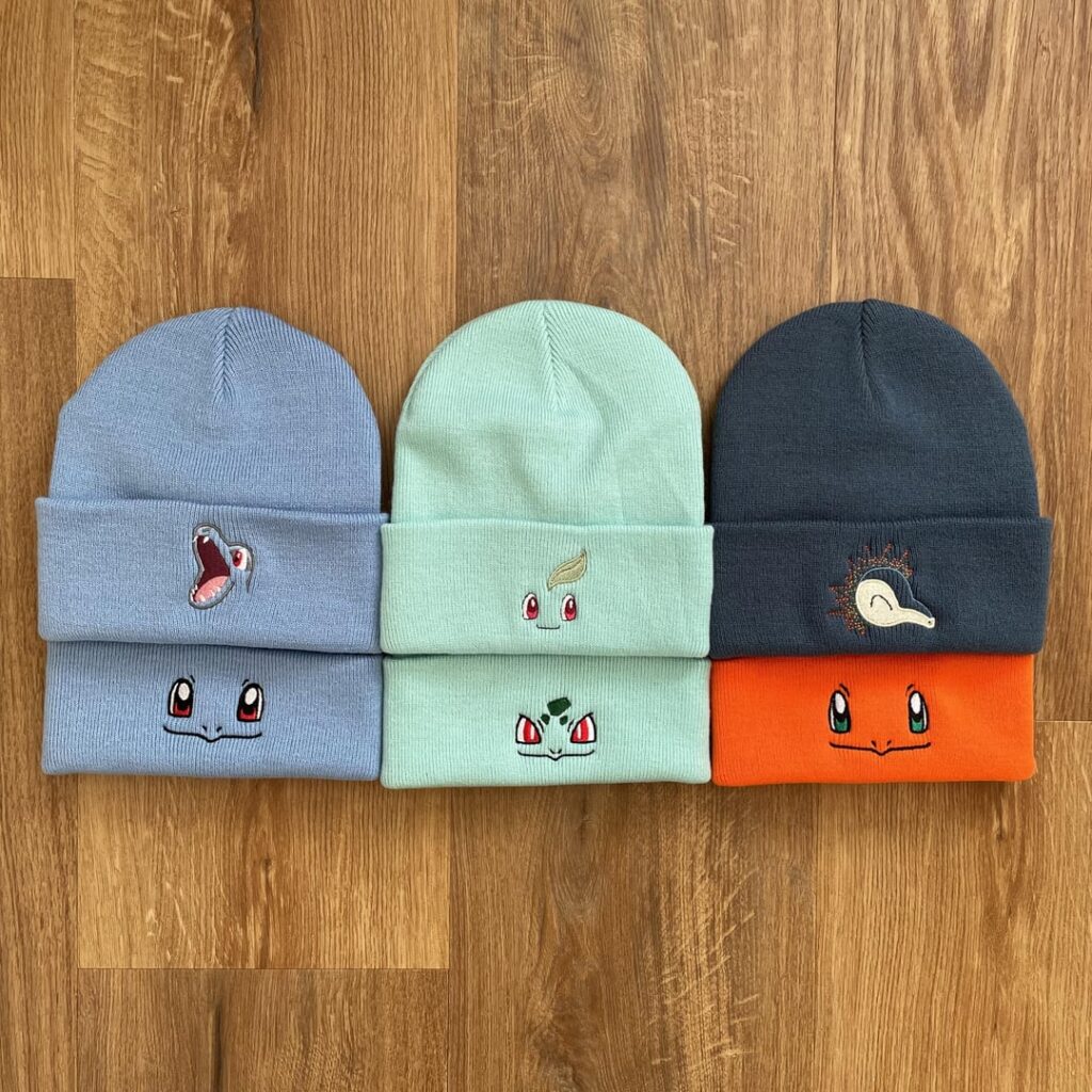 I embroidered gen 1 & 2 onto beanies [OC]