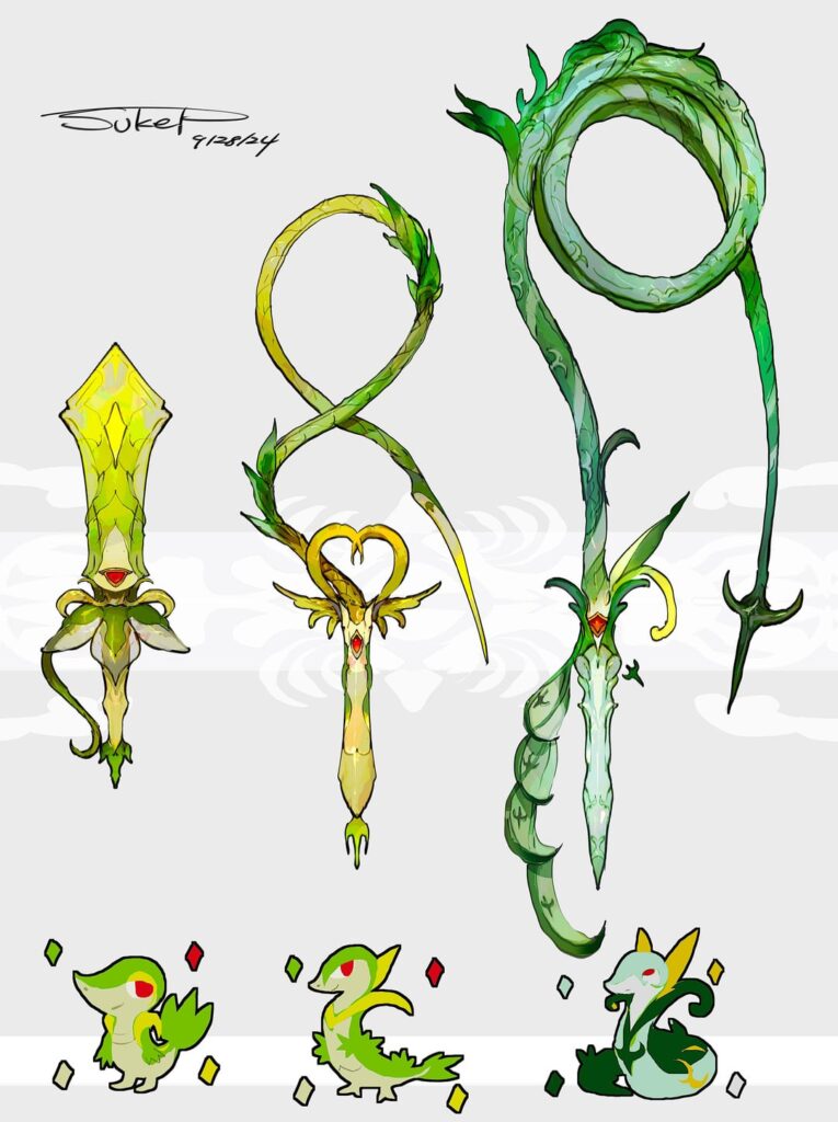 Weapons inspired by Unova starters! [OC]