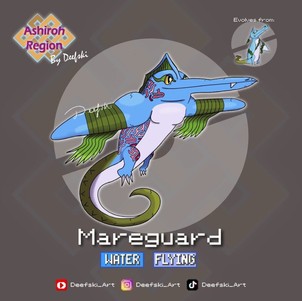 The final evolution of my water starter line: Mareguard, The Coral Guardian Pokémon