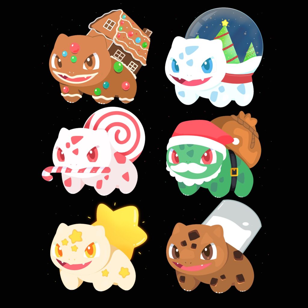 Bulbasaur Christmas Variations ❤️💚🎄✨