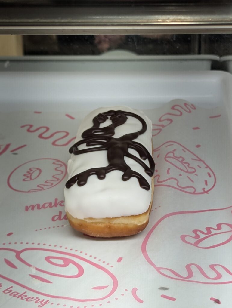 I took this picture on Halloween at a gas station near me. They had a belsprout drawn on a donut.