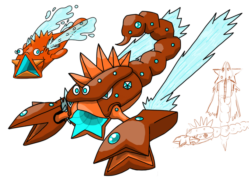 My friend asked me to draw her a Pokemon for her birthday. I asked for type: "water/rock" and a word for inspiration: "star"