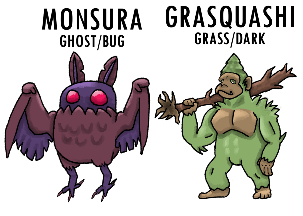 Monsura and Grasquashi, the box legendaries of Pokémon Gothic & Bucolic