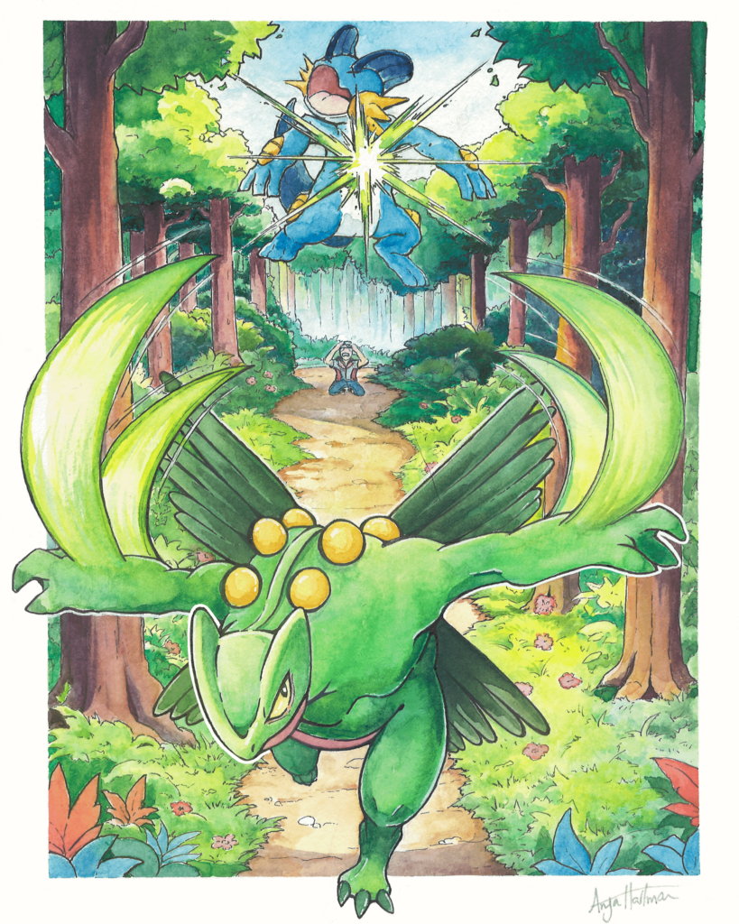 I Drew Sceptile Fighting Swampert! (and winning)