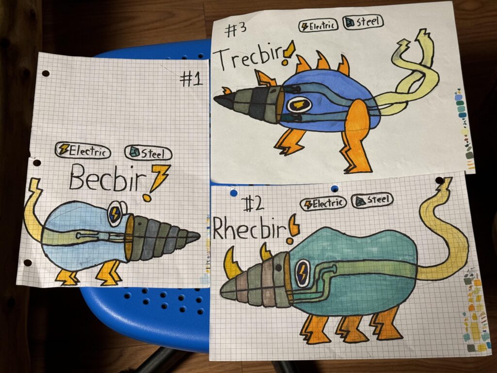 I finally finished my light bulb Pokémon’s second and Third evo! Any ideas for a new fakemon?