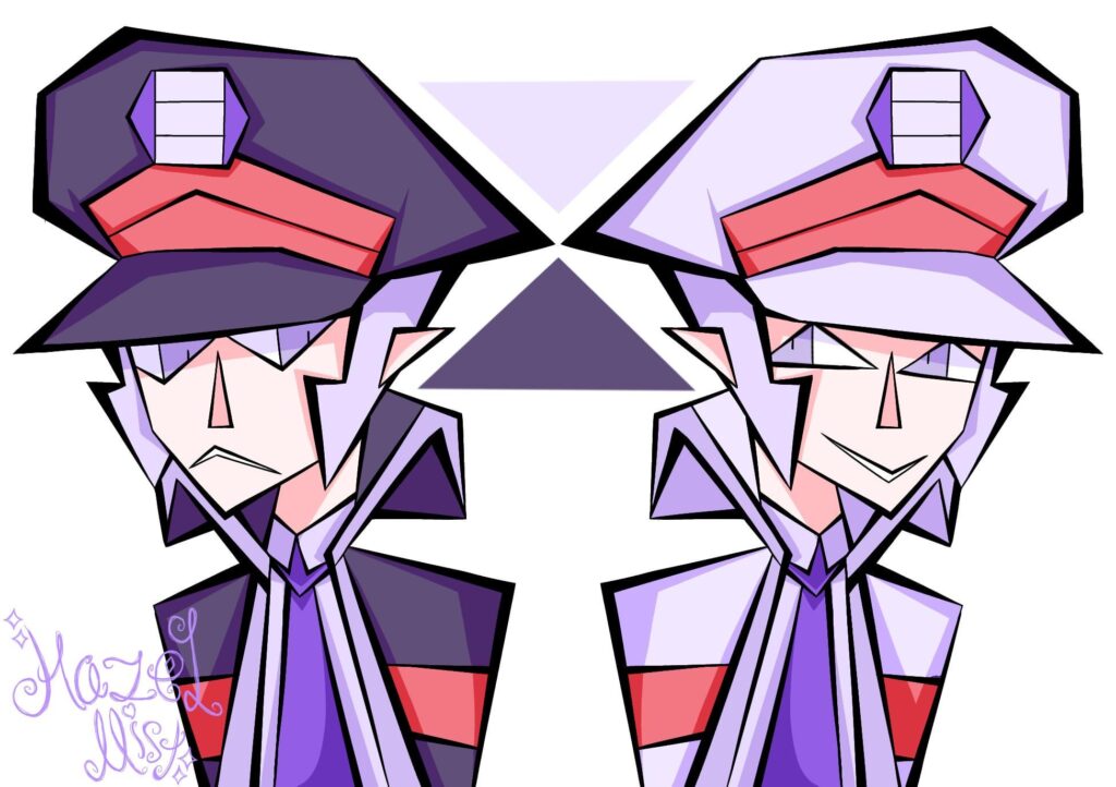 [OC] I drew the Subway Bosses from Pokemon Black & White In an artstyle Inspired by the character ENA (Joel G) I was considering drawing them combined like ENA, but I think It might look cursed, but I dunno.
