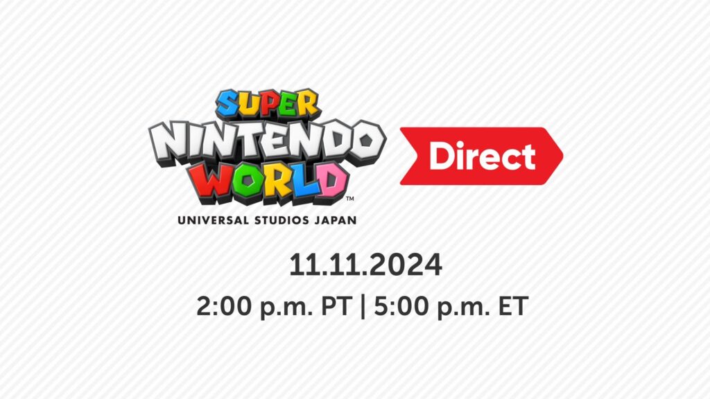 "Tune in on 11/11 at 2 p.m. PT for a SUPER NINTENDO WORLD Direct livestream! The stream will be roughly 10 minutes and showcase Donkey Kong Country of #SuperNintendoWorld at Universal Studios Japan