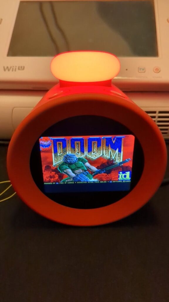 Doom running on Nintendo Alarmo.