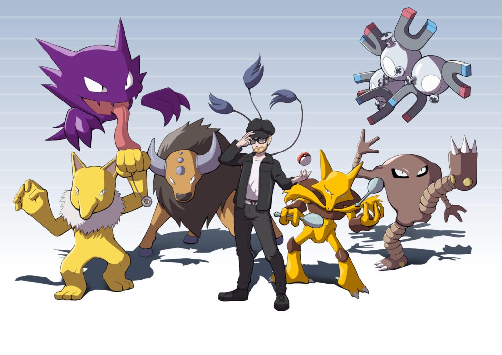 Commission I made for my cousin, each pokemon he chose based on some aspect of his life, I hope you like it, which pokemon most relates to your life?