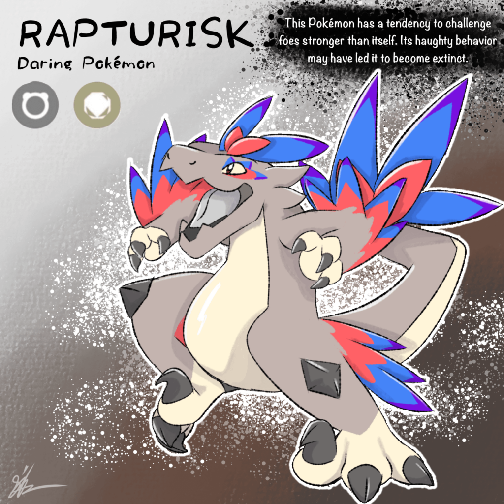 A Fakemon concept I drew a while ago because I NEED A RAPTOR POKEMON!! Do you think this is a good design?