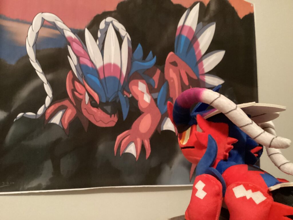Got my Koraidon plushie in today, first thing I showed it was.. Koraidon [OC]