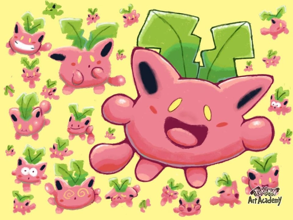 I’ve been playing Pokémon Art Academy recently and decided to draw Hoppip (+BONUS what it would look like on a card!)