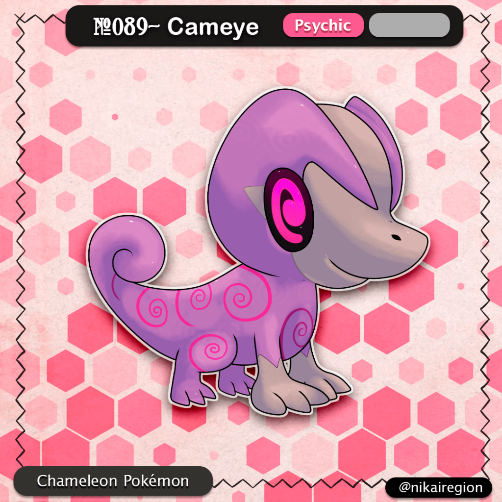 Psychic Chameleon Pokemon - Hypnotic Fakemon - Japanese Yokai Region - @nikairegion