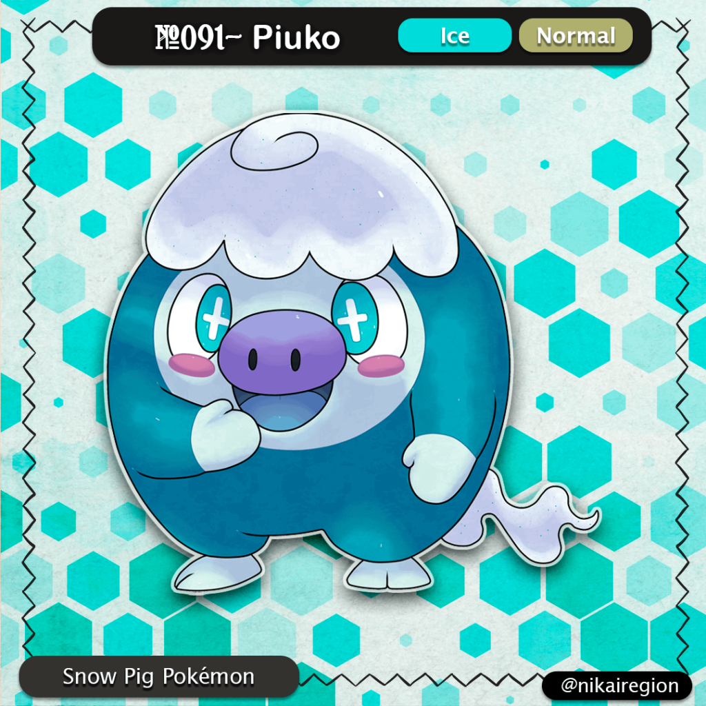 Ice Pig Pokémon - Snow Mountain Echo Fakemon - Japanese Pokemon Region - Ice/Normal Type - @nikairegion