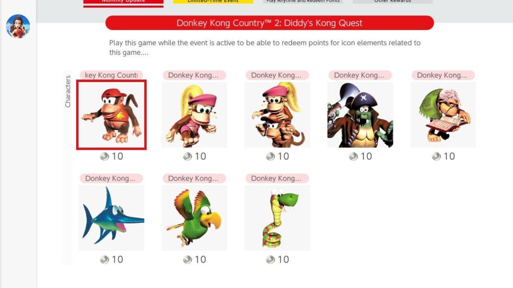 Donkey Kong Country 2 Icons now available for Nintendo Switch Online subscribers