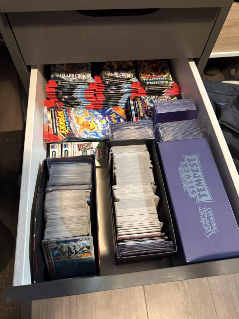 My Pokémon drawer. Whenever I need a distraction from life’s struggles, it’s time to rip a couple.